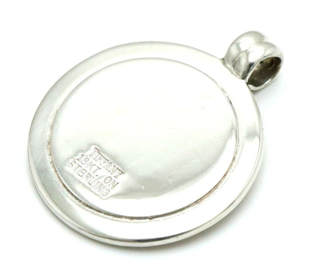 TIFFANYCo Tiffany St Christopher Charm Necklace Top Pendant Head Gold Sterling
